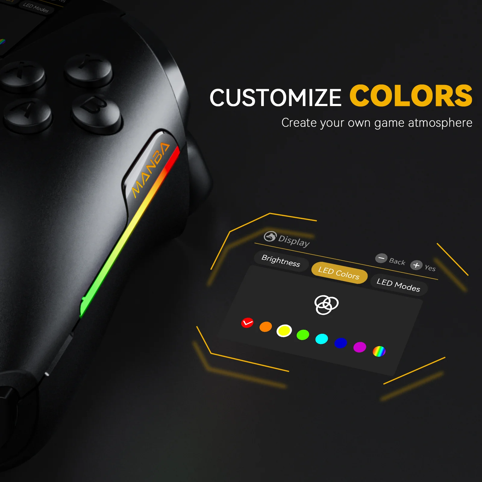 Manba One Ver 2 Wireless PC Controller - Gaming Controller with 2-inch Interactive Screen and Hall-Effect Joystick (Black) - Image 4